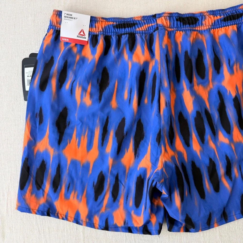 Reebok Swim Trunks Mens XL Blue Orange Tie Dye Print 7